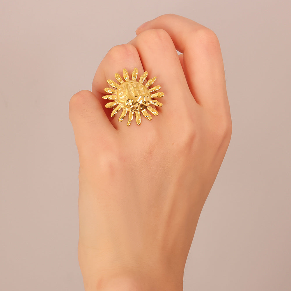 Textured Sunburst Boho Statement Ring