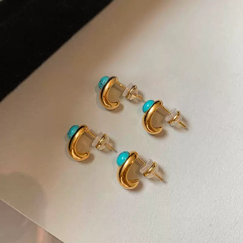 Turquoise Gold Plated Earrings