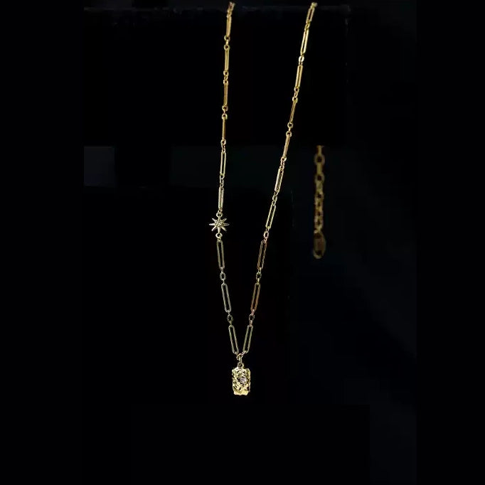 Square Zircon Gold Plated Pendant
