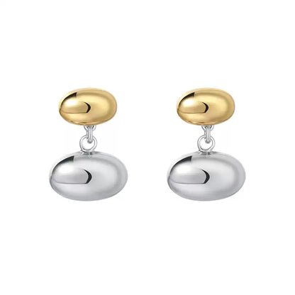 Elegant Gold and Silver Oval Drop Earrings