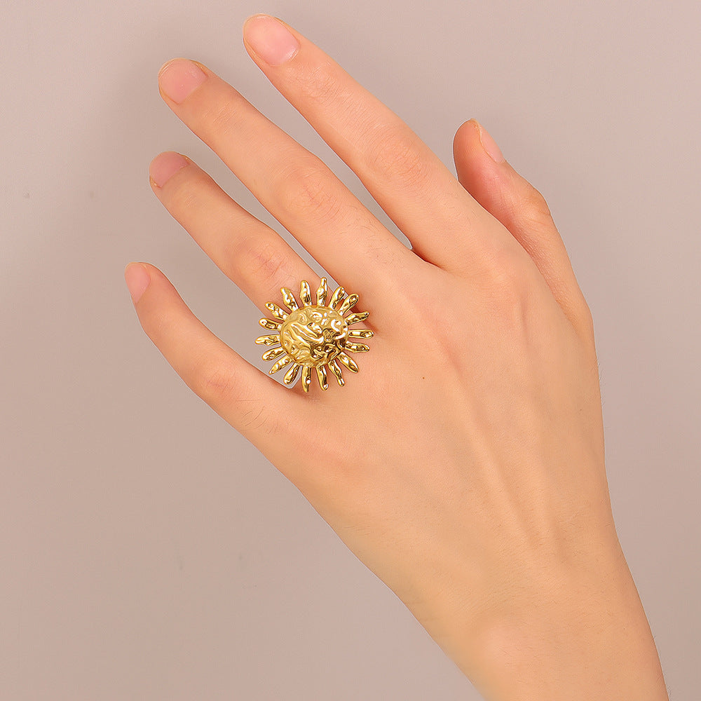 Textured Sunburst Boho Statement Ring