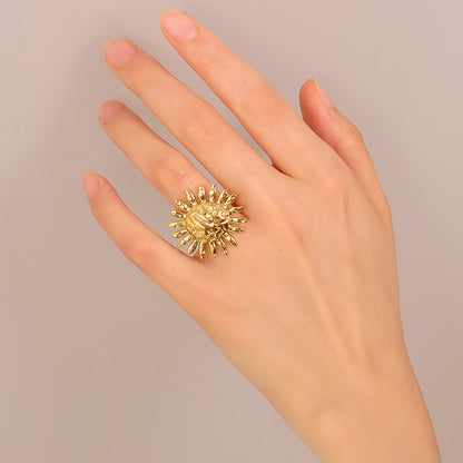 Textured Sunburst Boho Statement Ring
