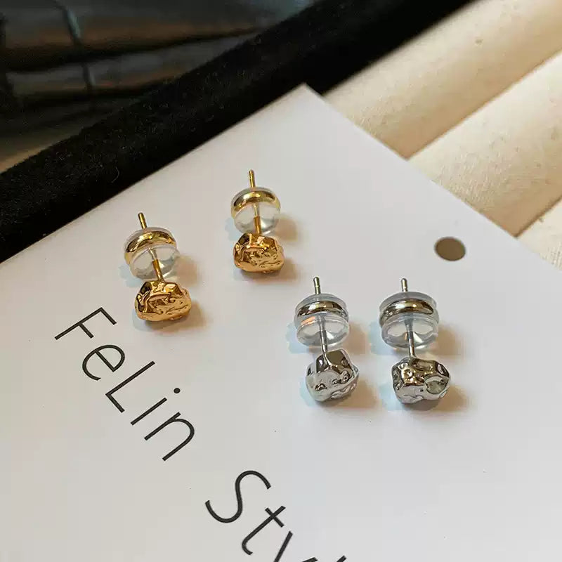 Elegant Textured Faceted Stud Earrings