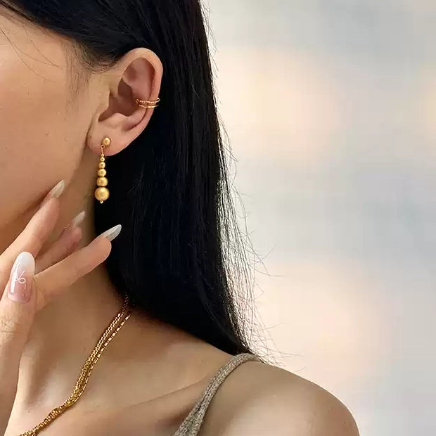 Tiered Beads Gold Plated Dangle Earrings