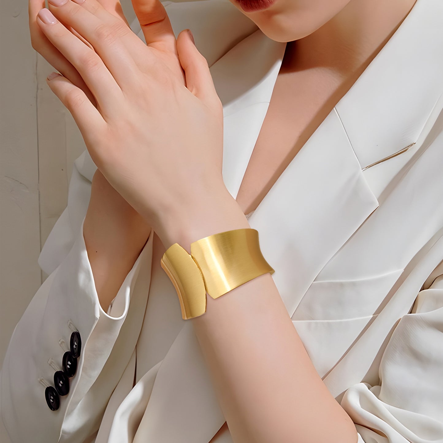 Wide Wave Cuff Statement Bracelet