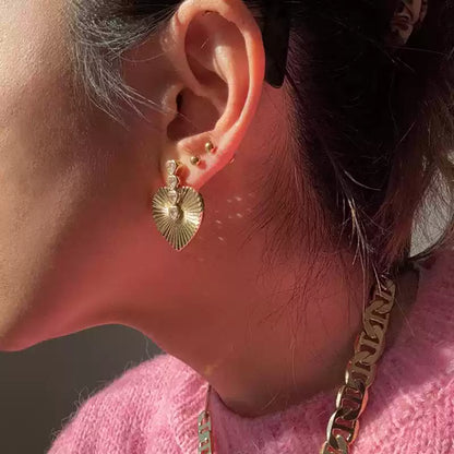Retro Heart Shaped Gold Plated Earring
