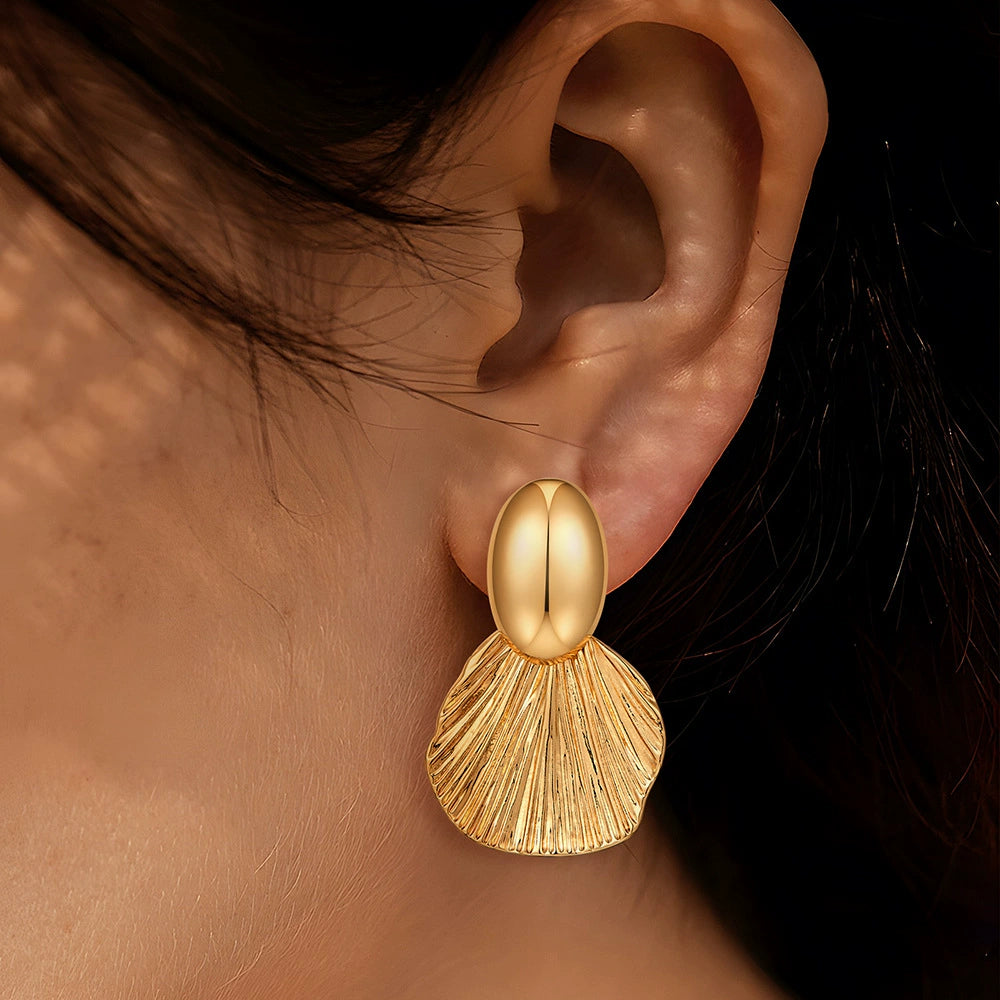 Textured Shell Statement Earrings