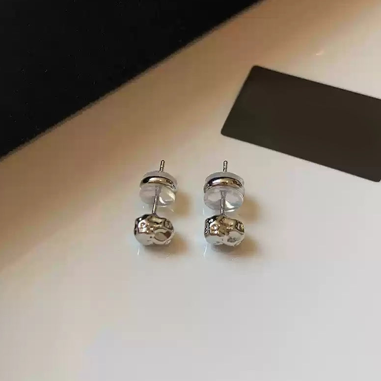 Elegant Textured Faceted Stud Earrings