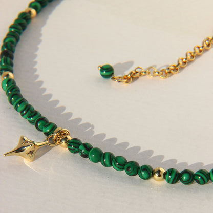 Vintage Malachite Gold Plated Star Necklace