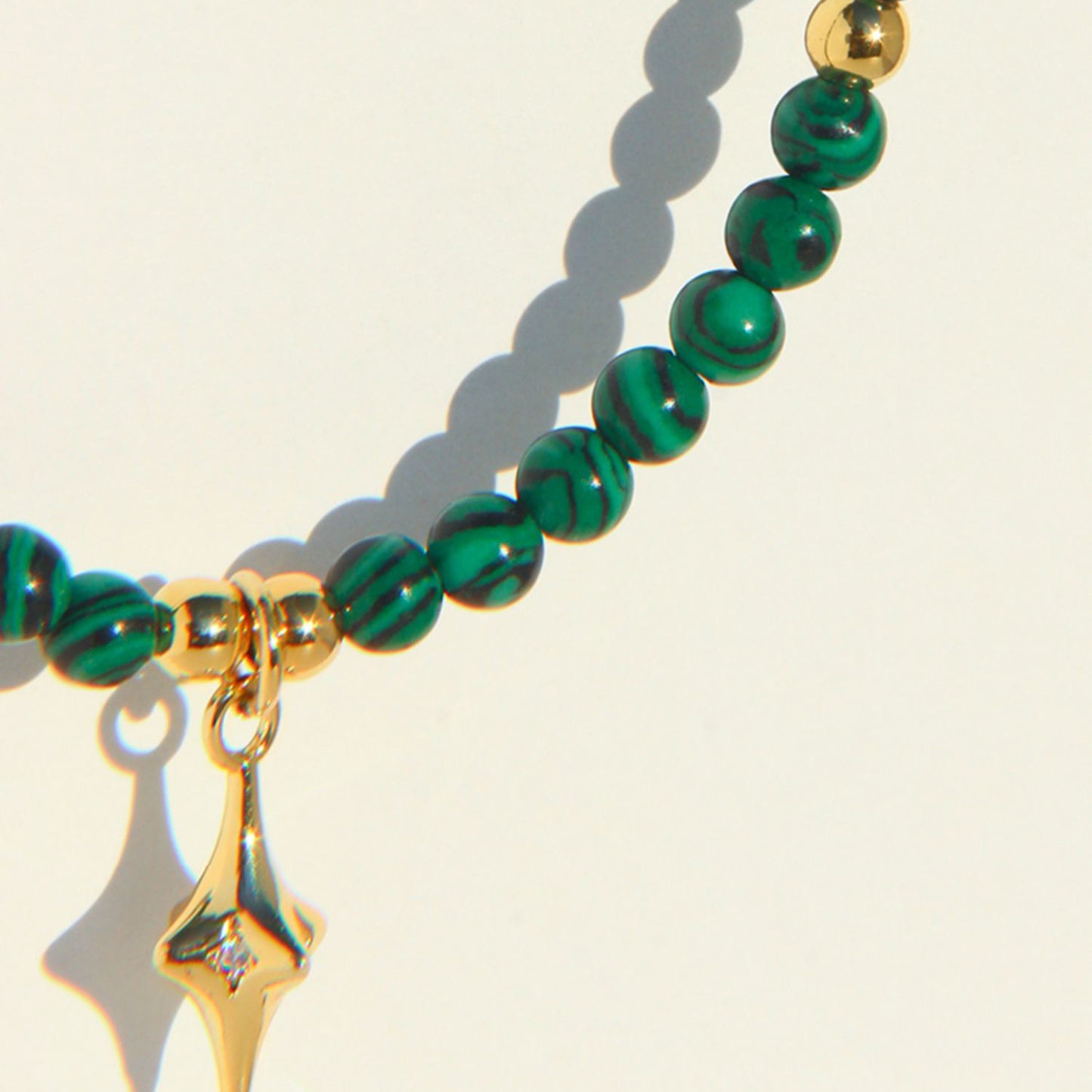 Vintage Malachite Gold Plated Star Necklace