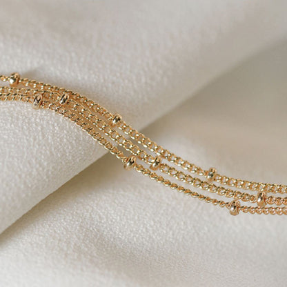 Three Layer Gold Plated Beaded Chain Bracelet