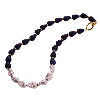 Imitation Baroque Pearl Lapis Lazuli Necklace