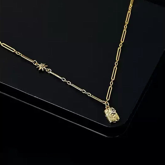 Square Zircon Gold Plated Pendant