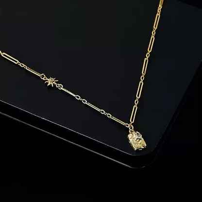 Square Zircon Gold Plated Pendant