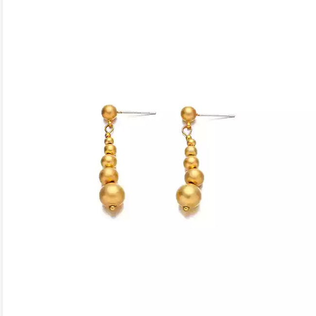 Tiered Beads Gold Plated Dangle Earrings