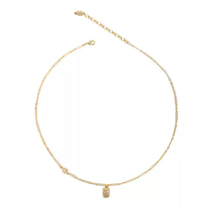 Square Zircon Gold Plated Pendant