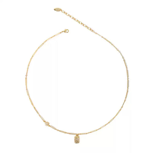 Square Zircon Gold Plated Pendant