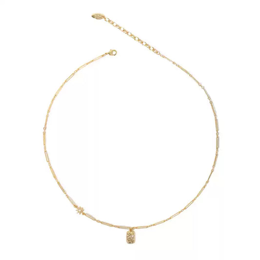 Square Zircon Gold Plated Pendant