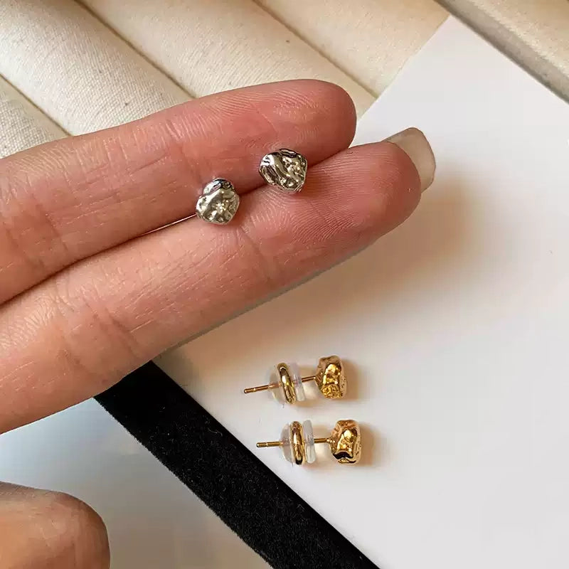 Elegant Textured Faceted Stud Earrings