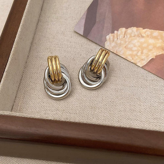 Two-Tone Interlocking Hoop Earrings