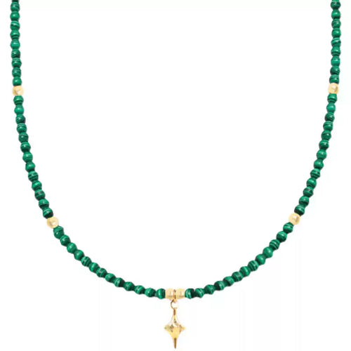 Vintage Malachite Gold Plated Star Necklace