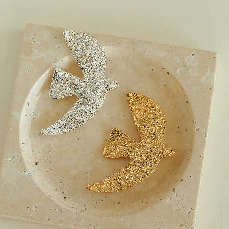 Vintage Dove Shaped Gold Plated Earrings