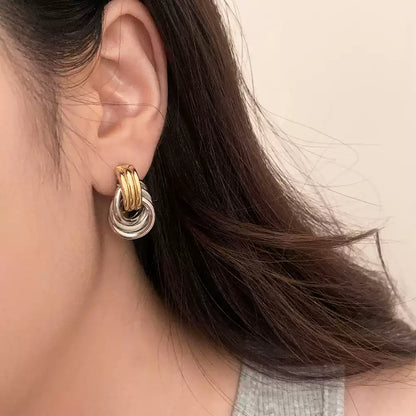 Two-Tone Interlocking Hoop Earrings