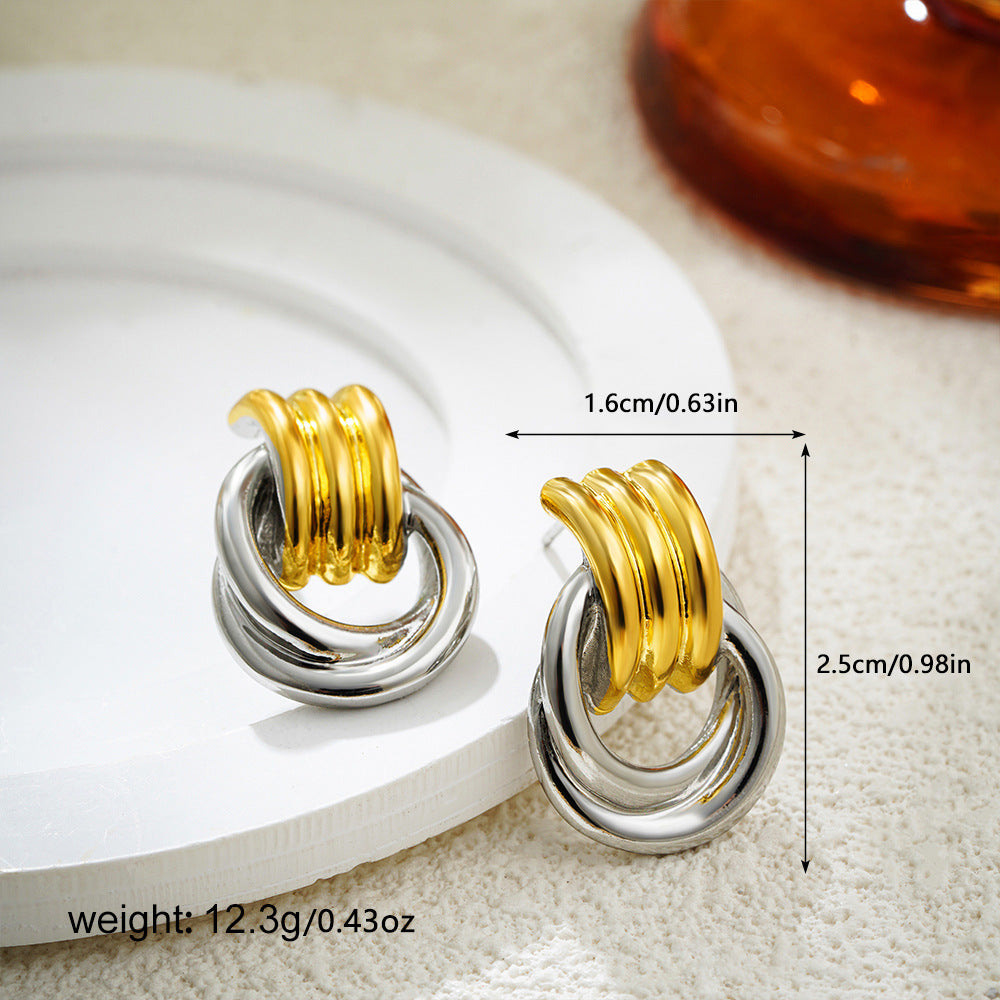 Two-Tone Interlocking Hoop Earrings