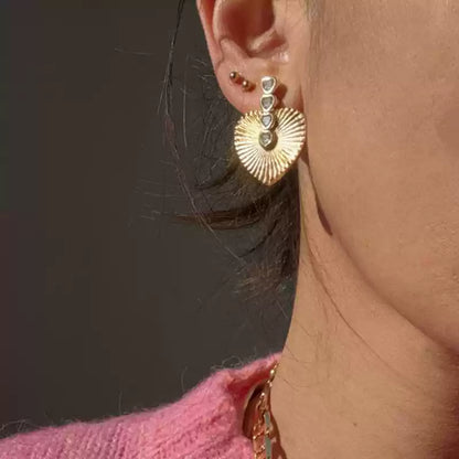 Retro Heart Shaped Gold Plated Earring