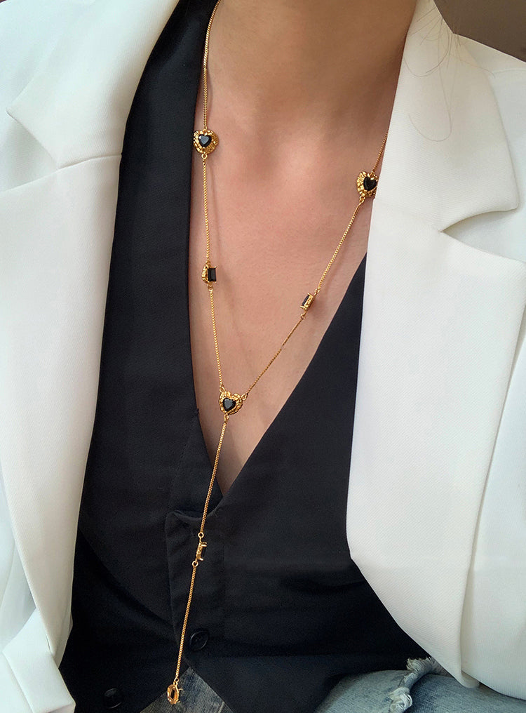 Luxury Black Gold Plated Earrings and Necklace Set