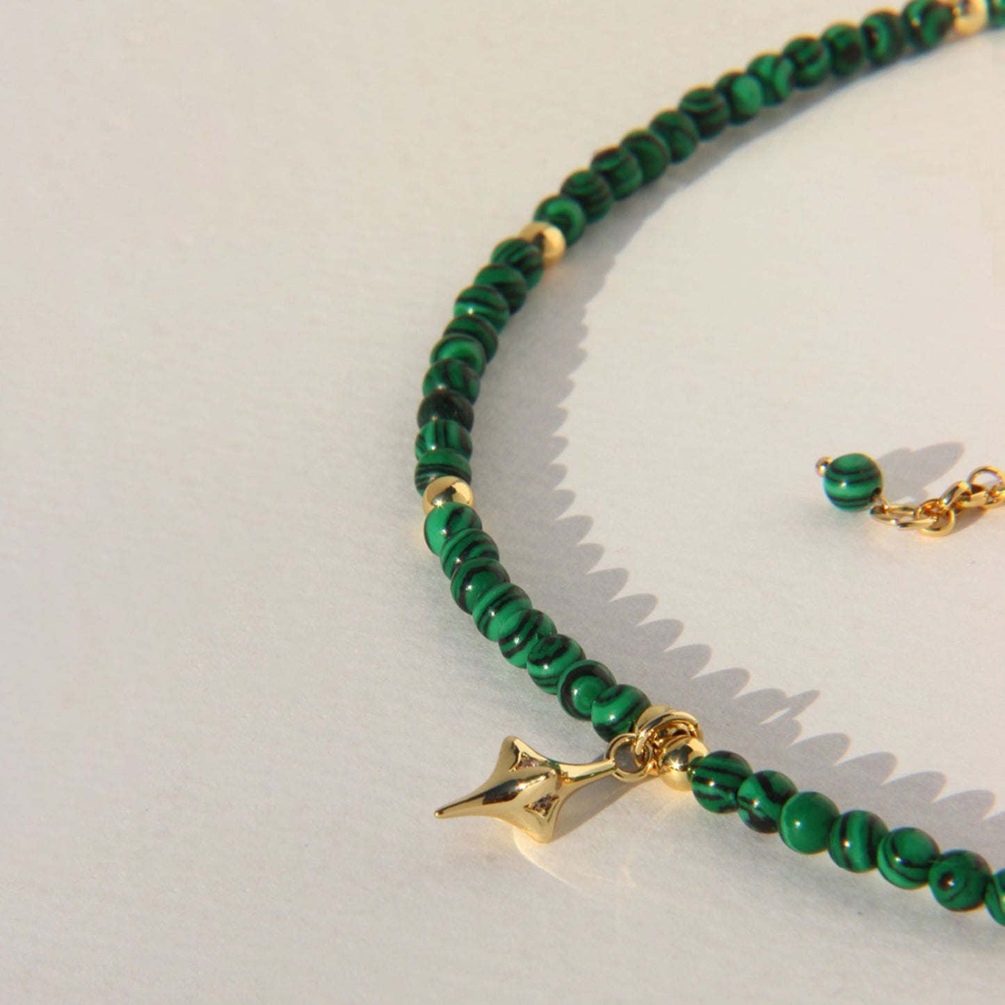 Vintage Malachite Gold Plated Star Necklace