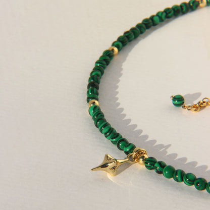 Vintage Malachite Gold Plated Star Necklace