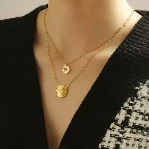 Gold Plated Necklace with Star Embellished Medallion Pendant