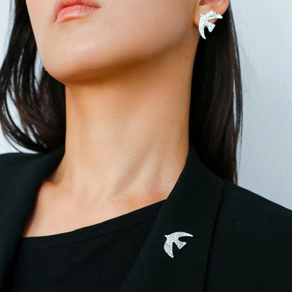 Vintage Dove Shaped Gold Plated Earrings