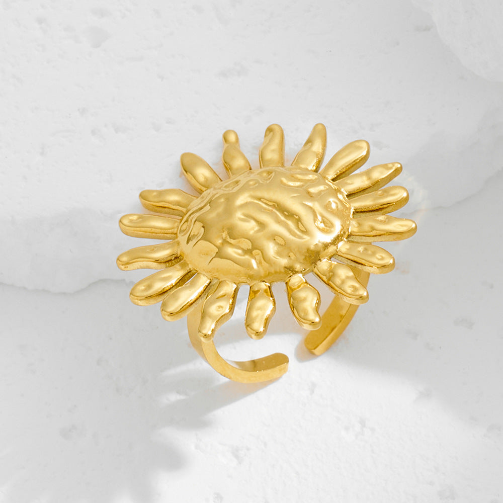 Textured Sunburst Boho Statement Ring