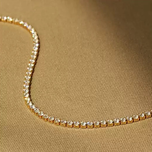 Zircon Gold Plated Snap Fastener Bracelet