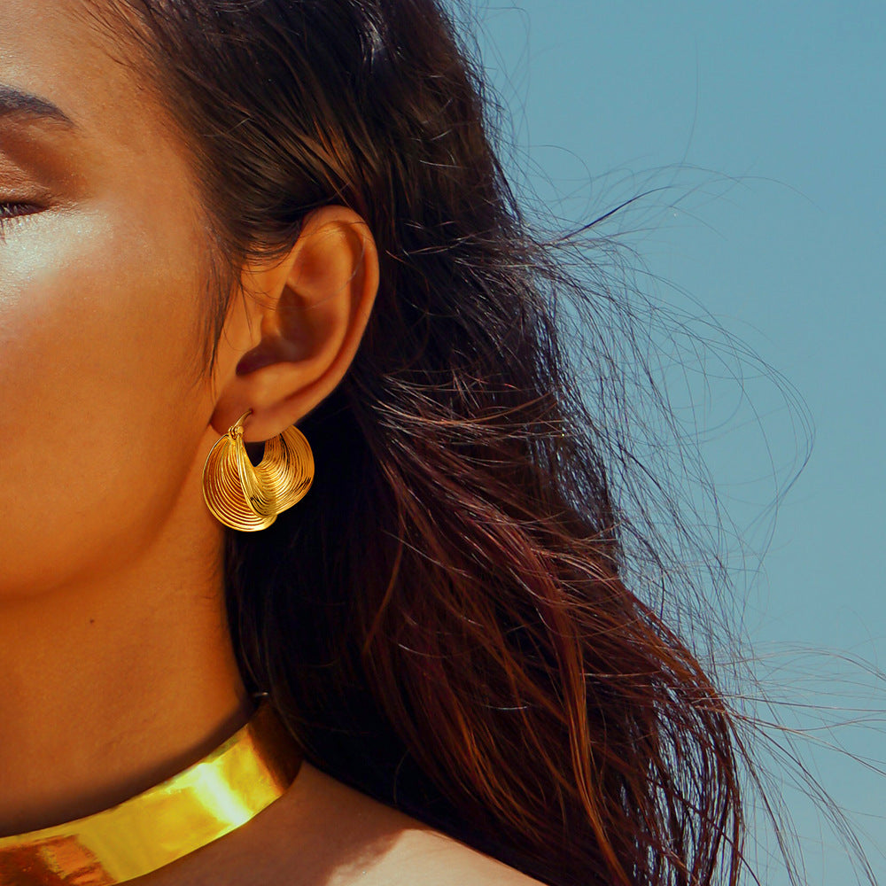 Layered Tetured Hoop Earrings