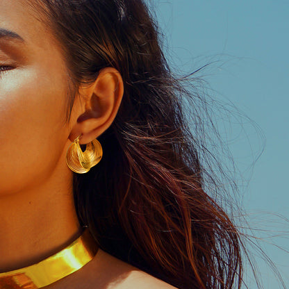 Layered Tetured Hoop Earrings