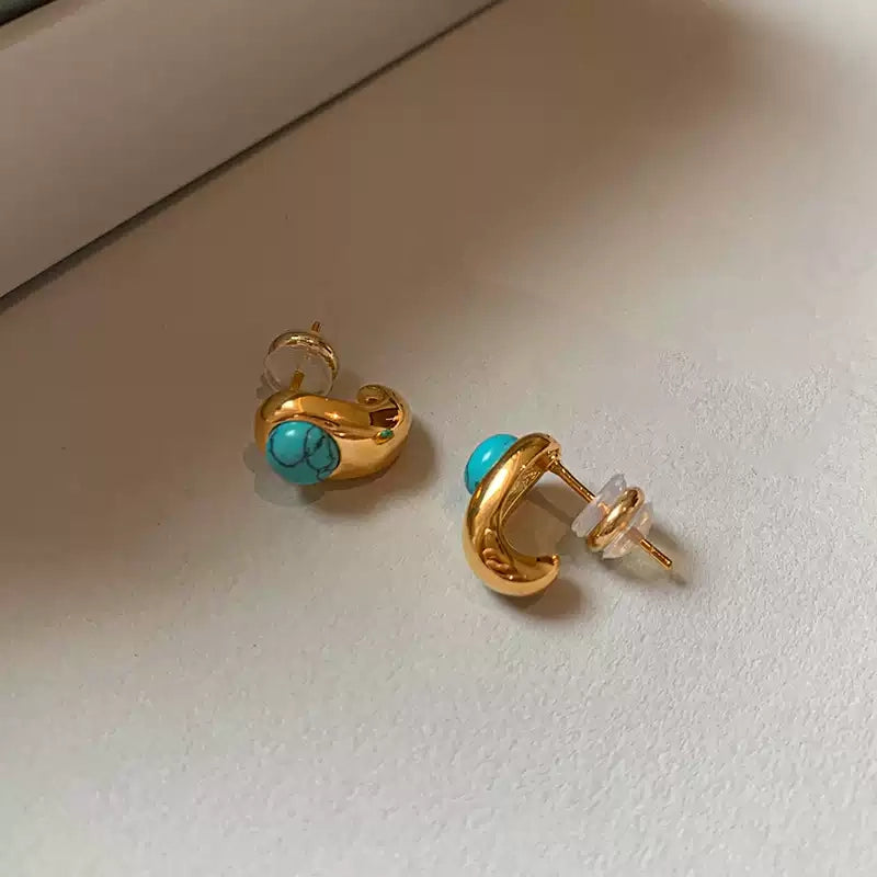 Turquoise Gold Plated Earrings