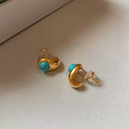 Turquoise Gold Plated Earrings