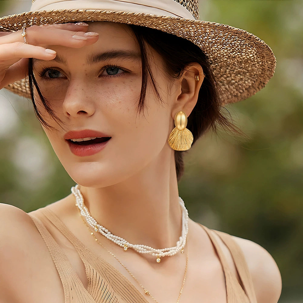 Textured Shell Statement Earrings