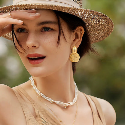 Textured Shell Statement Earrings