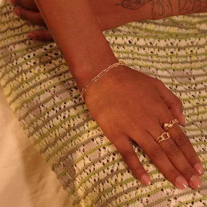 Three Layer Gold Plated Beaded Chain Bracelet
