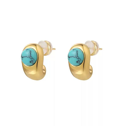 Turquoise Gold Plated Earrings
