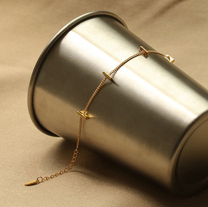 Gold Plated Copper Bracelet with Bar Accents