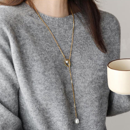 Skin-Friendly Lariat-Style Pearl Necklace