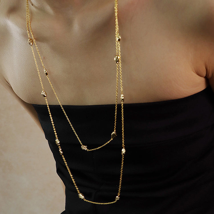 Double-Layer Long Style Gold Plated Necklace