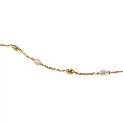 Elegant Gold Plated Hook Clasp Pearls Bracelet