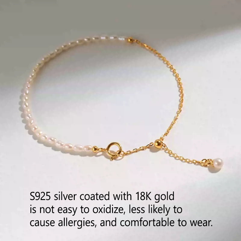S925 Natural Pearl Gold Plated Bracelet