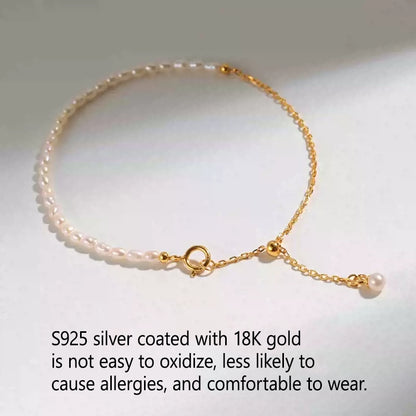 S925 Natural Pearl Gold Plated Bracelet
